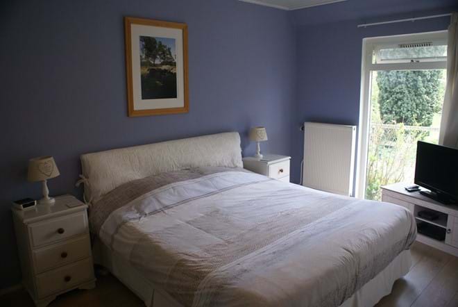 Downstairs double bedroom with built-in wardrobe, LCD tv with bluray player