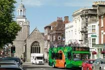 The open top bus stops opposite Island View, hop on and off all day.