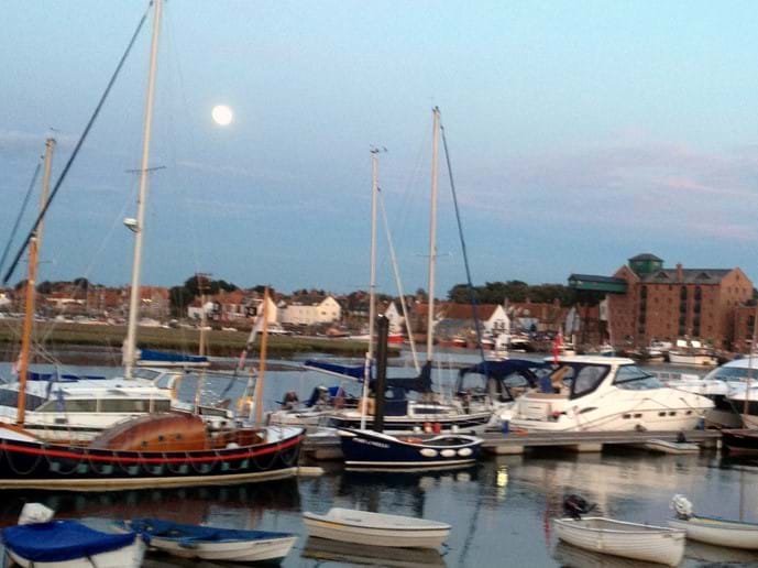 Moon rising over Wells Harbour