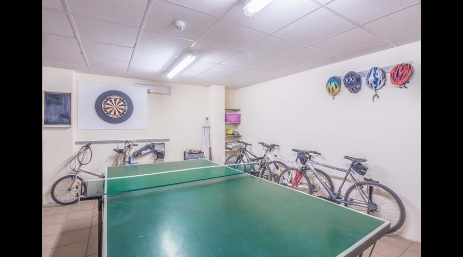 Games room includes a choice of SEVEN free bikes, great for touring around