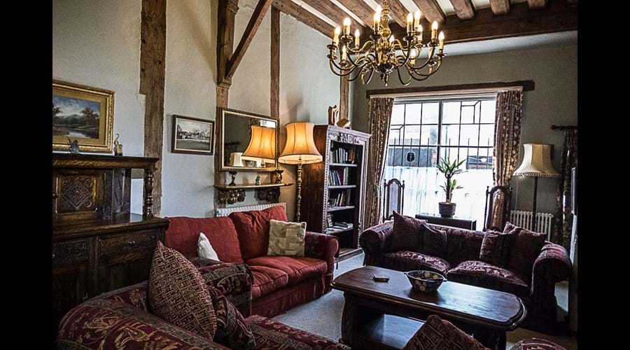 Lounge with 12 ft high ceiling