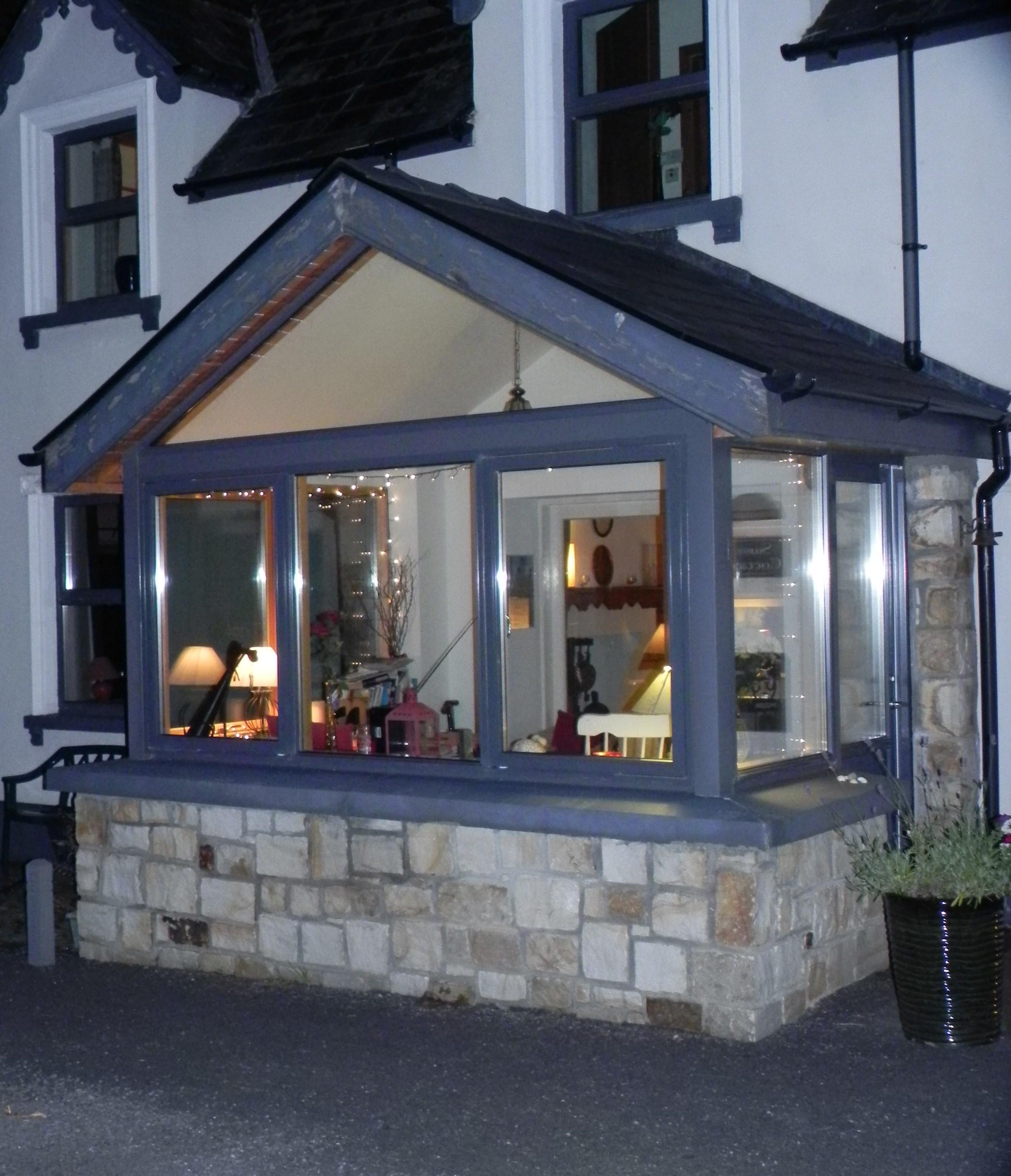 Swiss Cottage at night