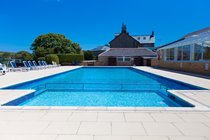Heated outdoor pool at Polmanter Touring Park (available late May-September)