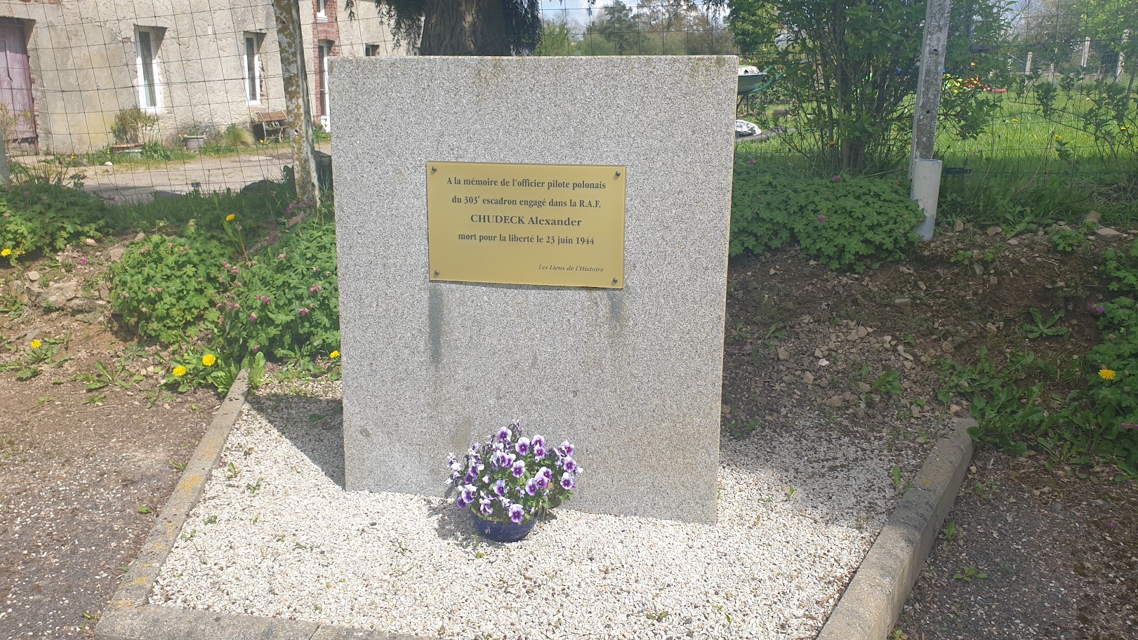 WWII Memorial to a Polish Airman in Le Plessis-Grimoult, Normandy