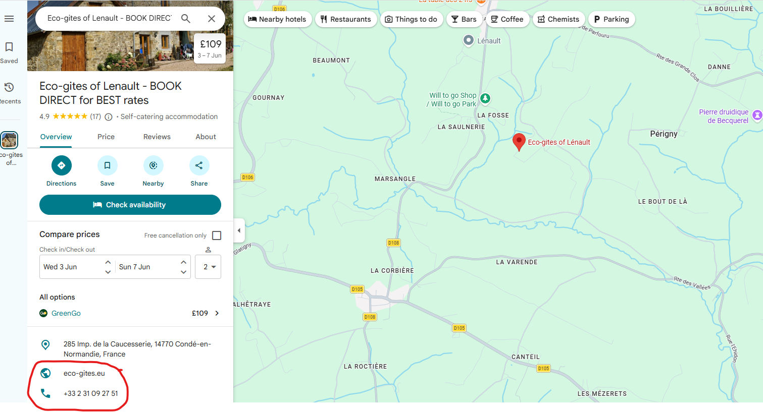 Eco-Gites of Lénault on Google maps