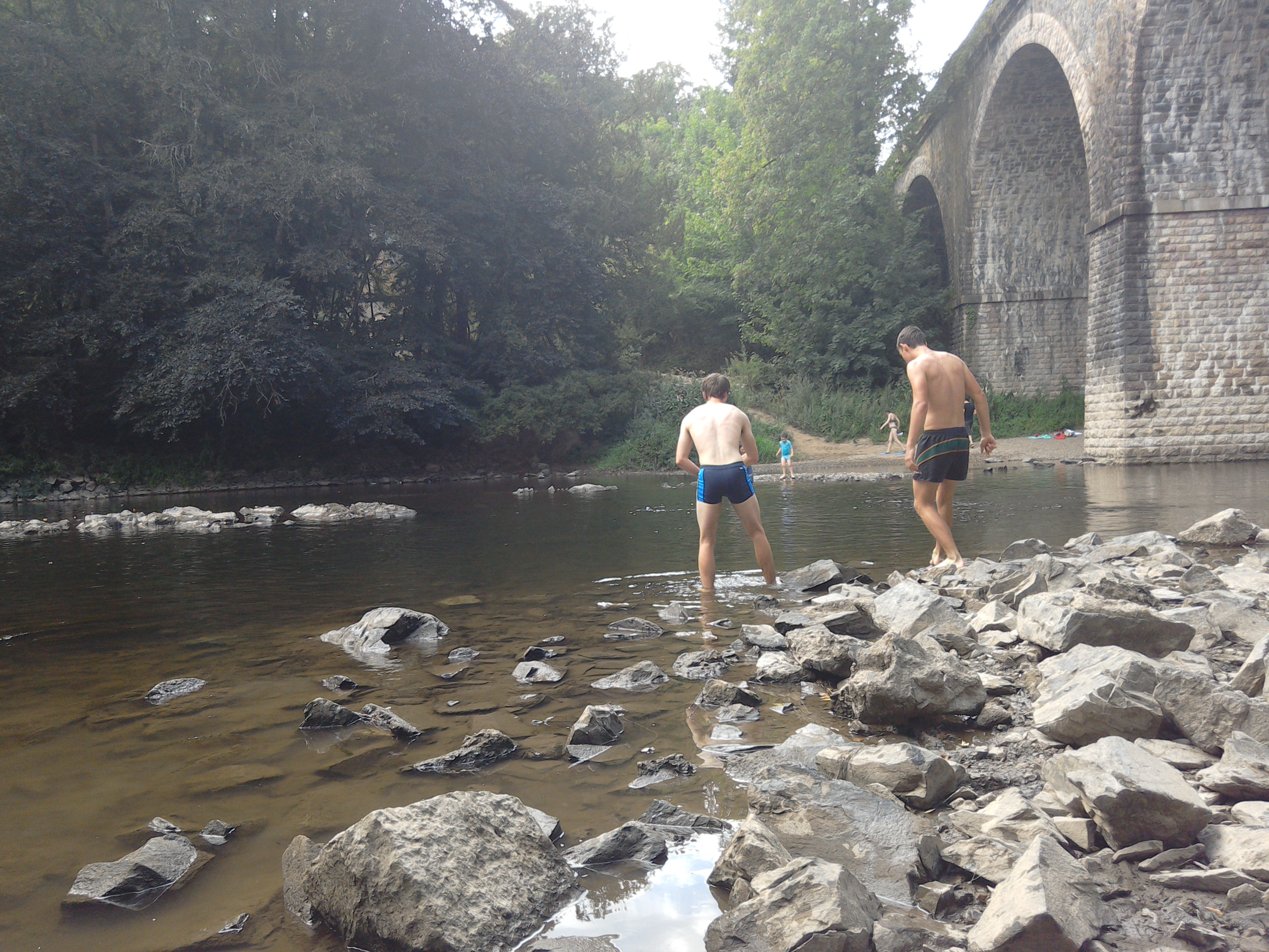 River swimming on the Orne, Normandy, France