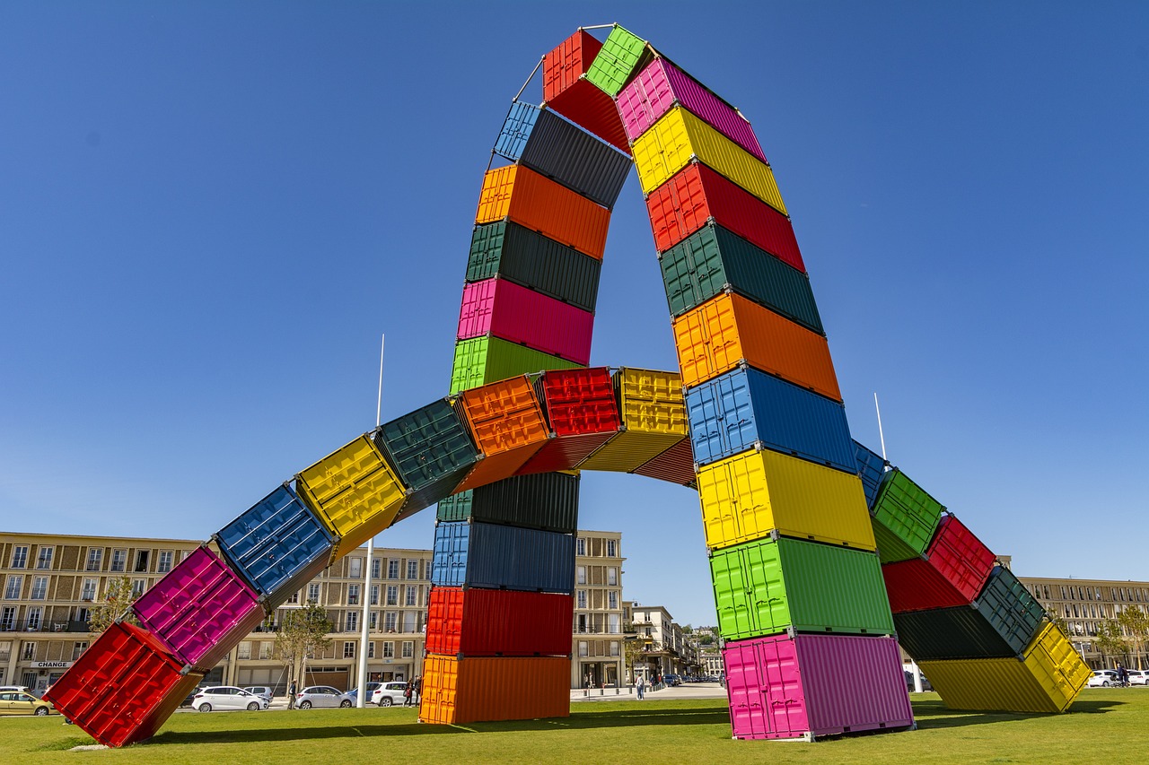 Sculpture made from shipping containers, Le Havre, Normandy