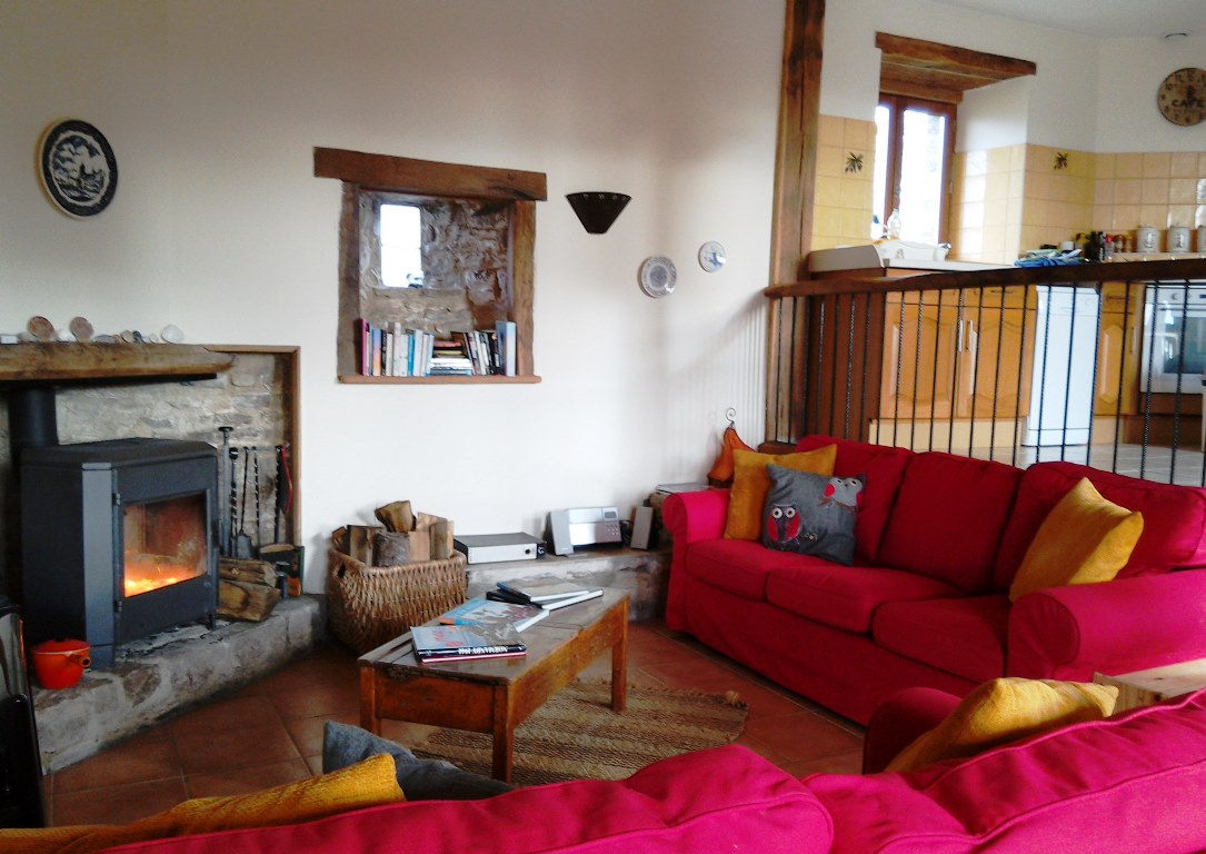 Living Room and WOod BUrner at Eco-Gites of Lenault, Normandy