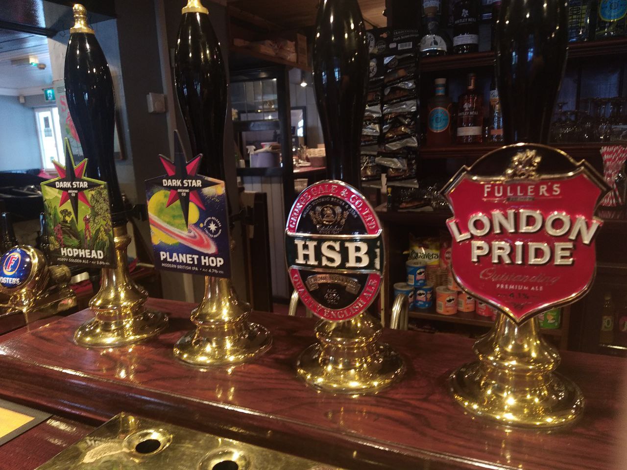 Choices of real ales in a Portsmouth pub