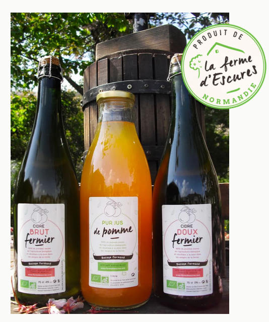 Organic cider and apple juice, Ferme des Escures, Normandy
