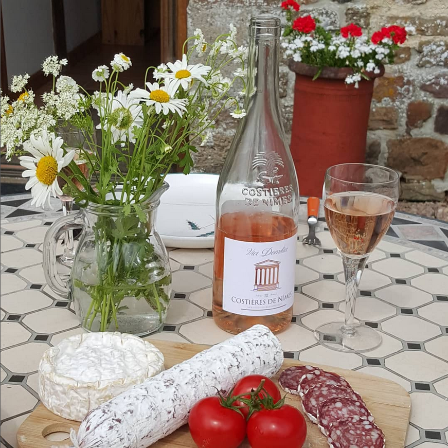 Lunch in the garden at Eco-Gites of Lenault, a holiday home in Normandy, France