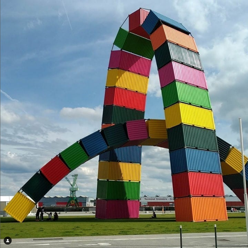 Container sculpture at Le Havre, Normandy, France