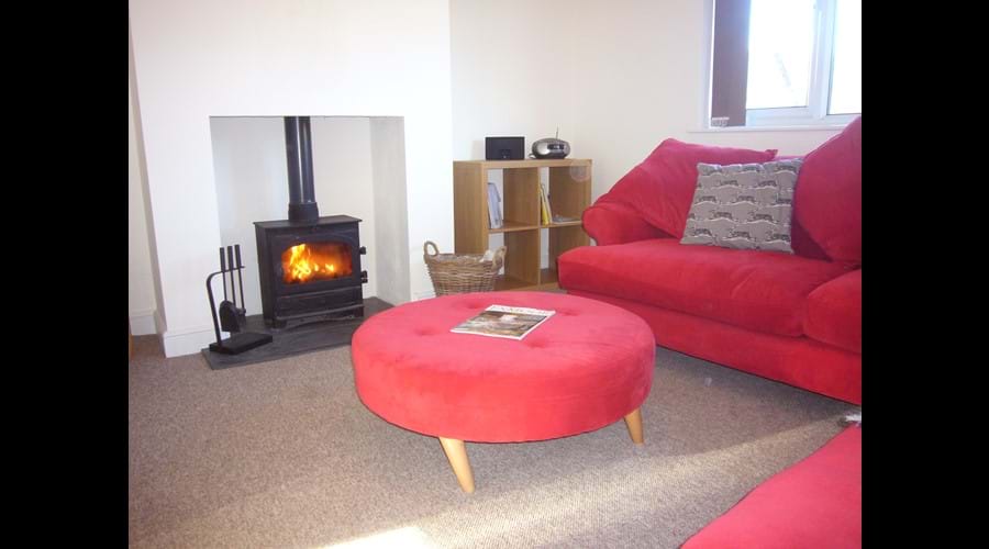 Sitting room with wood burner
