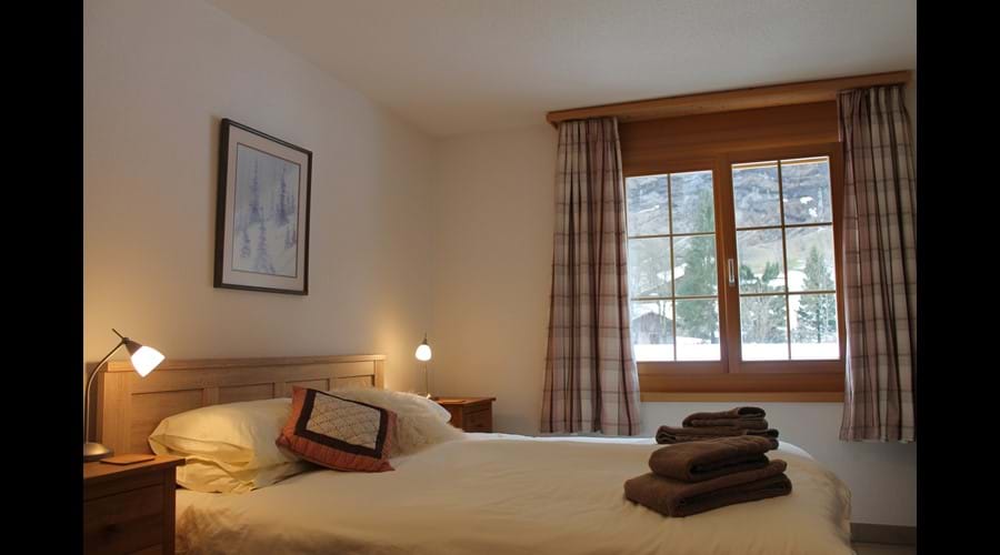 King bedded room with fabulous views of Staubbach Falls