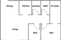 Plan of this Surfers Paradise apartment, not drawn to exact scale...