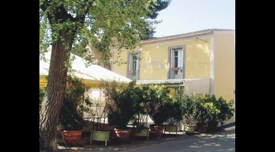 shaded terrace at a local restaurant