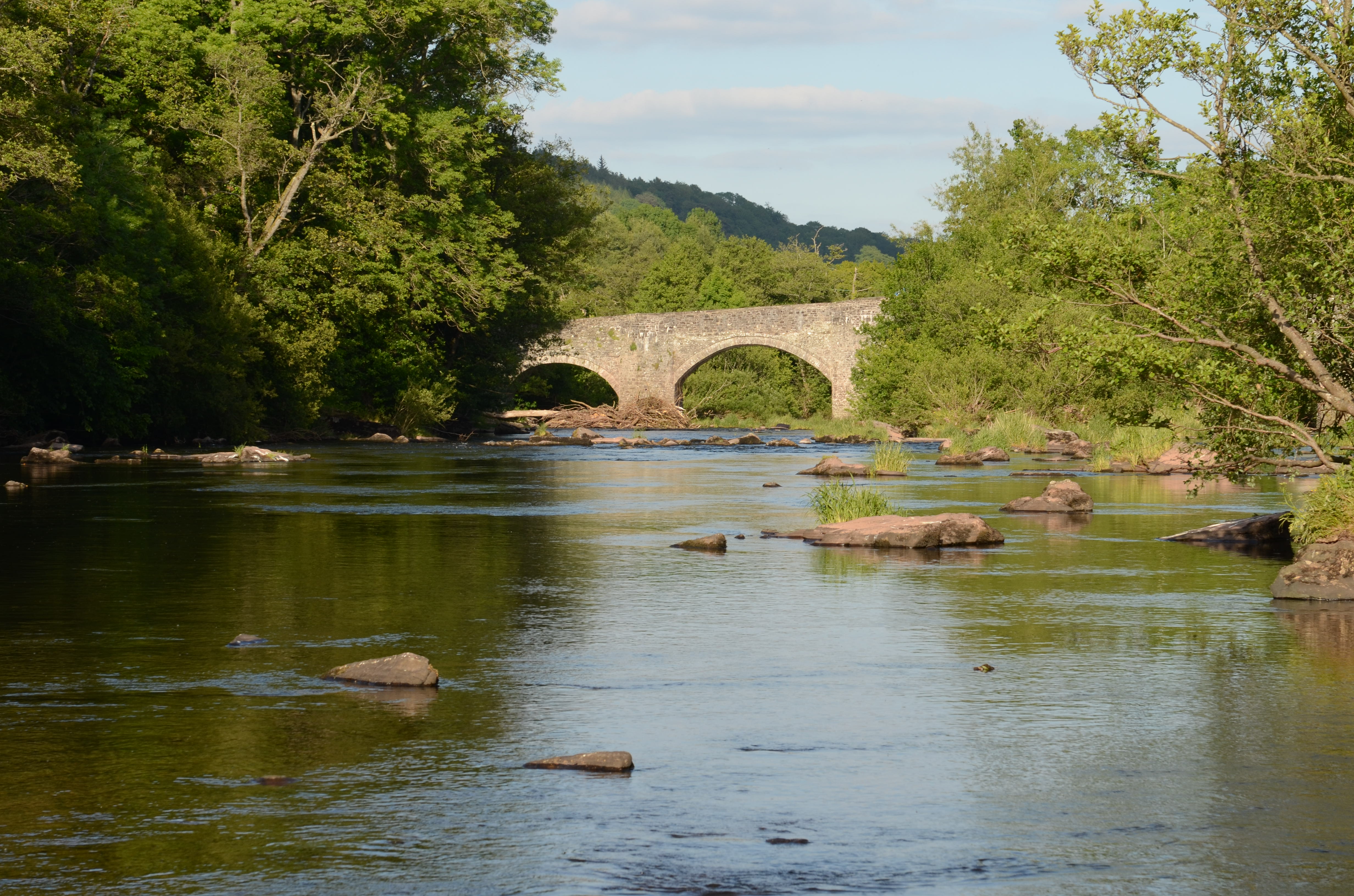 The river Usk flowing through the village