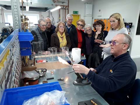 Glass blowing demonstration at Radleys in Shire Hill on 21 March 2019