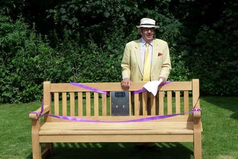 Bruce Munro launching the Saffron Walden Listening Bench on 30 June 2016