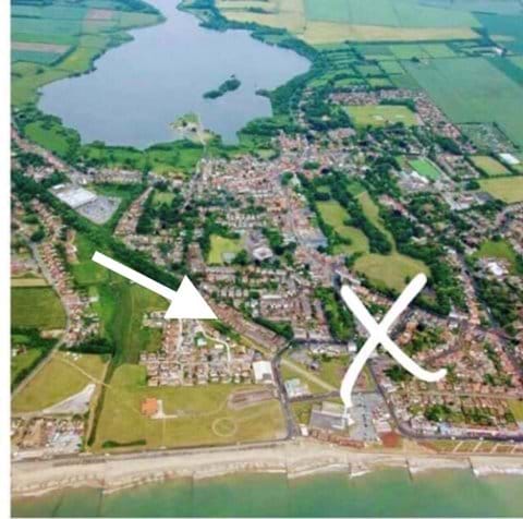 Lobster Pot where the arrow is and Grosvenor Cottage the cross