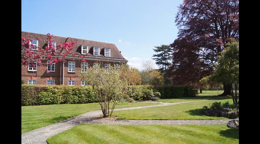 The apartment viewed from the park