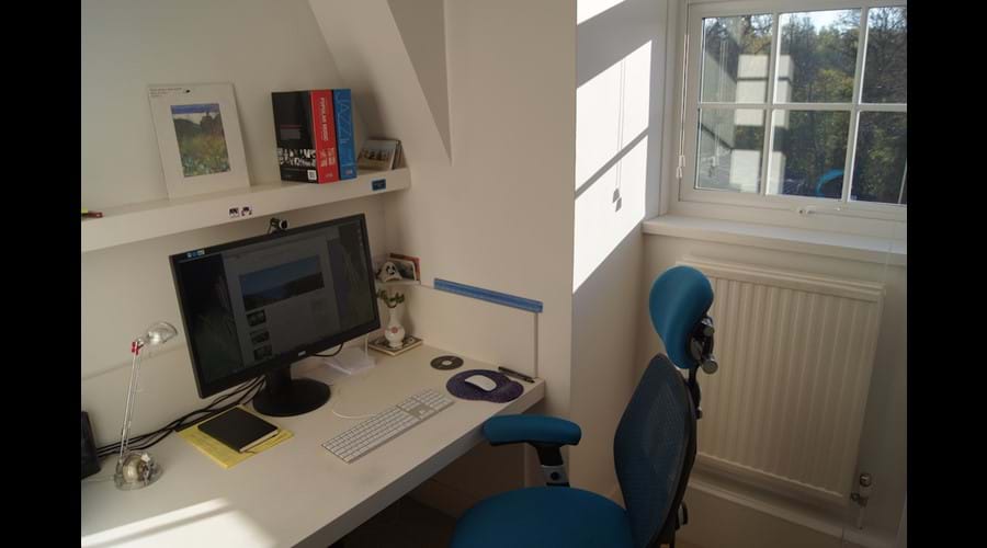 Office looks out to Ottershaw Chase woodland