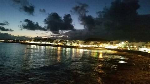 Playa Blanca village centre at night