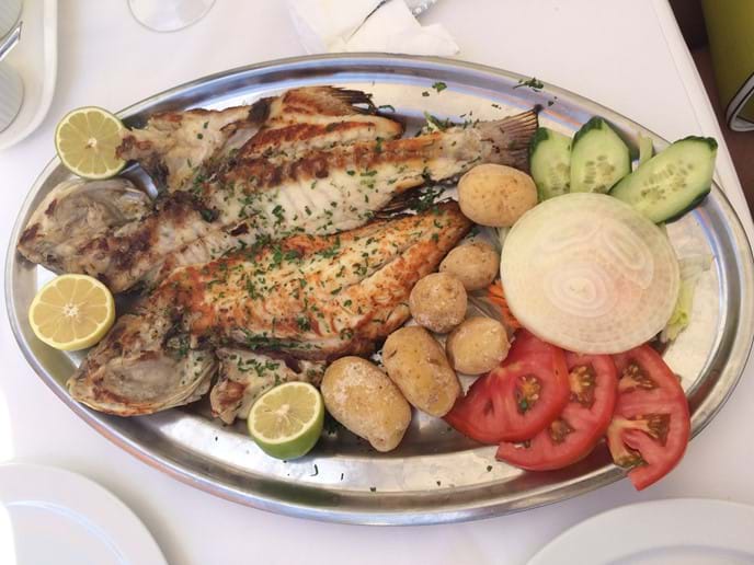 Fresh local fish at the seafront restaurants in  El Golfo 