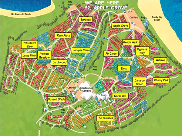 Map Of Devon Cliffs Caravan Park Layout