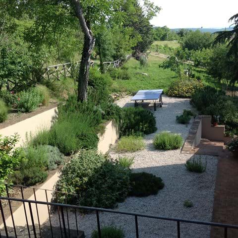 The herb garden from the top terrace