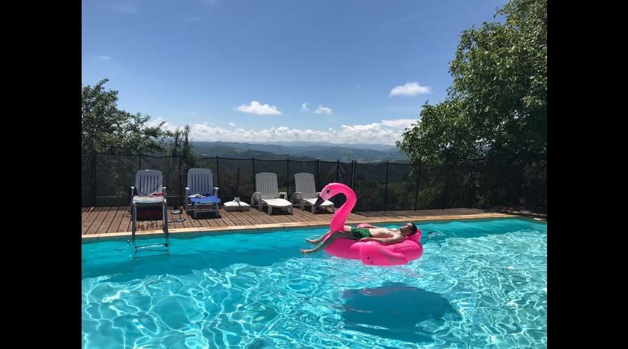 Lazing in the heated pool!