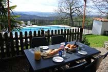 Breakfast on the large terrace overlooking the pool