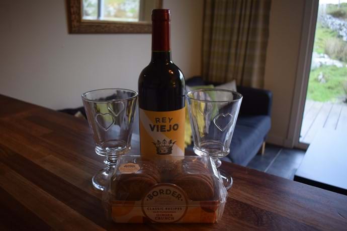 Wine and biscuits from our local shop
