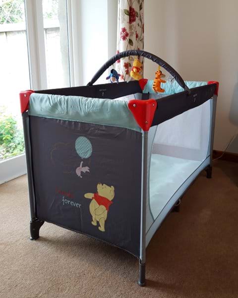 Cot, baby bath, change mat provided on request
