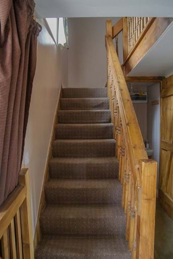 Laverock Lodge stairs (note wooden stair gate when required)