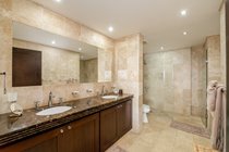 Master ensuite with bath tub and walk in shower