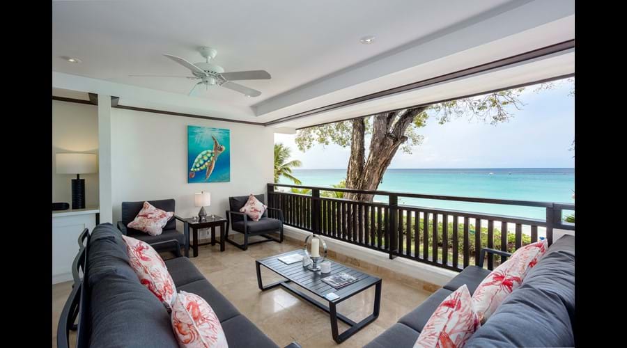 Comfy sitting area on our terrace with gorgeous sea views