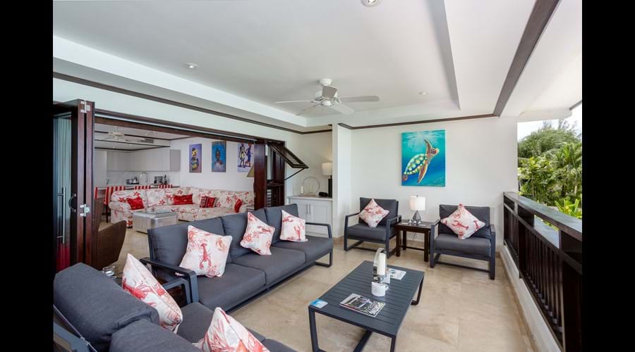 Seating area with view in to open apartment with great open living space feel