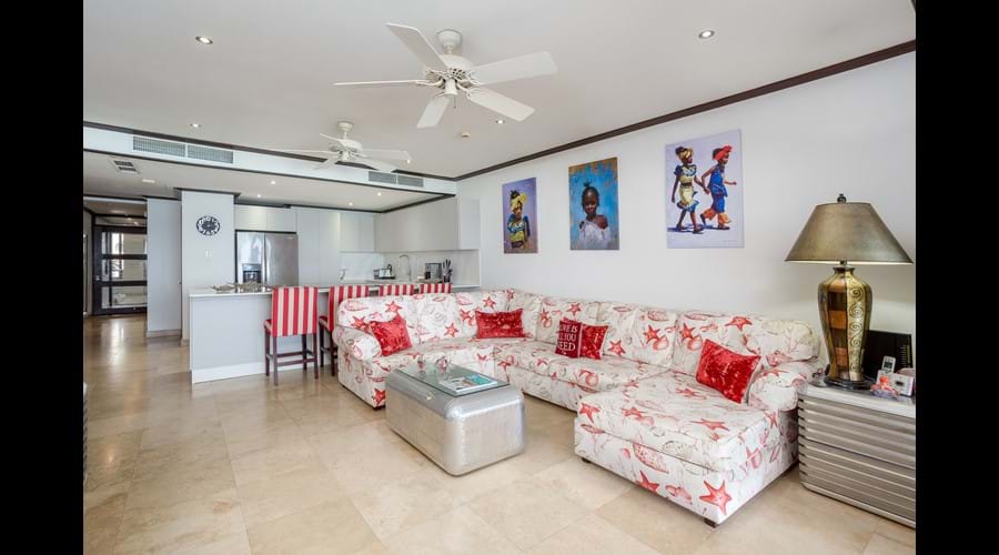 Internal view of kitchen and lounge area