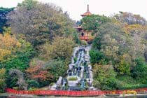Pagoda and waterfall in Peasholm Park 
