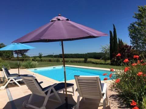 Our pool with wonderful views across the fields