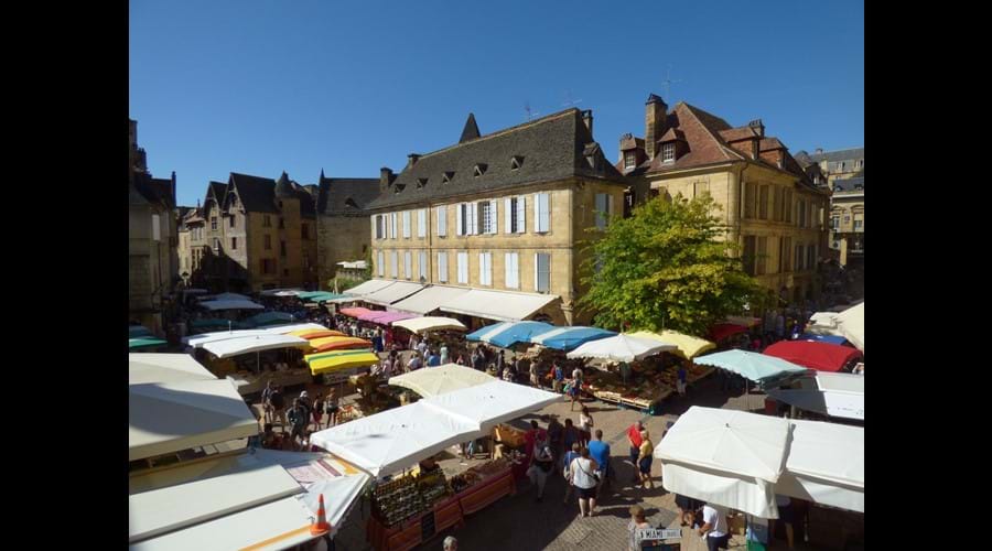 View of the famous Sarlat Market on Place de la Liberté from the apartment 