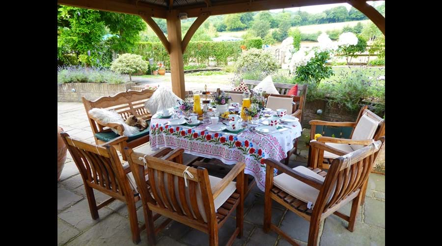 Breakfast served in the garden