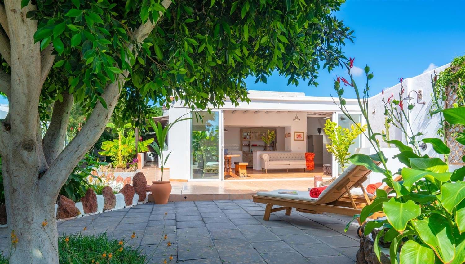 Garden views, Secret Garden Villa, Finca Botanico The Bay Tree and views to the lounge/diner at Finca Botanico, Lanzarote