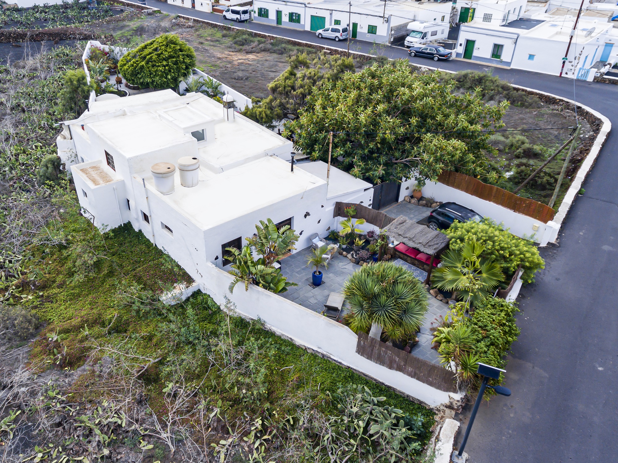 An aerial shot of the garden apartment 