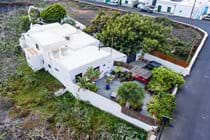 This aerial shot shows the garden apartment at the front of the finca