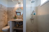 The shower room with walk in shower