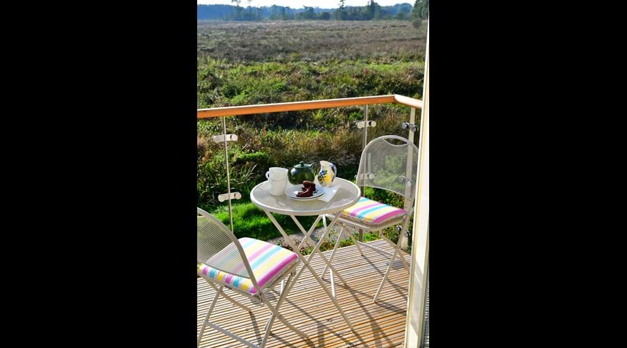Afternoon tea on the balcony with views over the fen