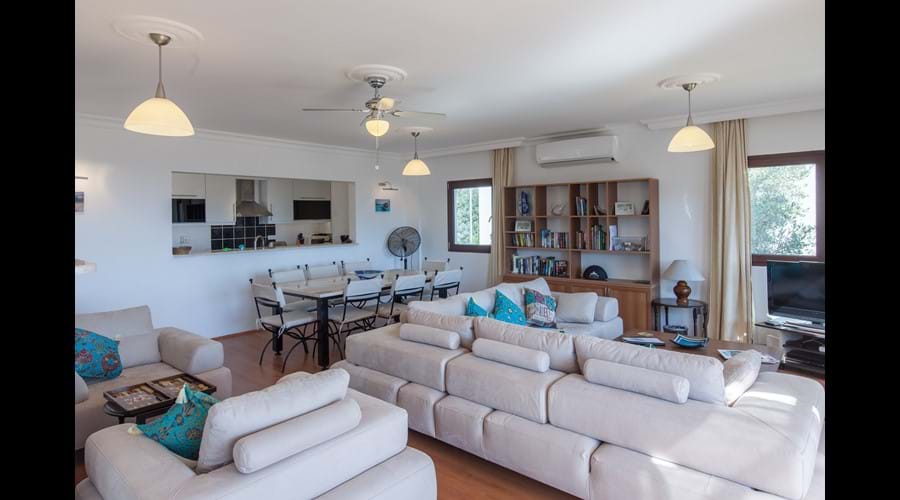 Large lounge and indoor dining area
