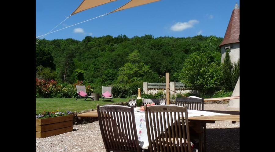 Woodland surrounds the estate